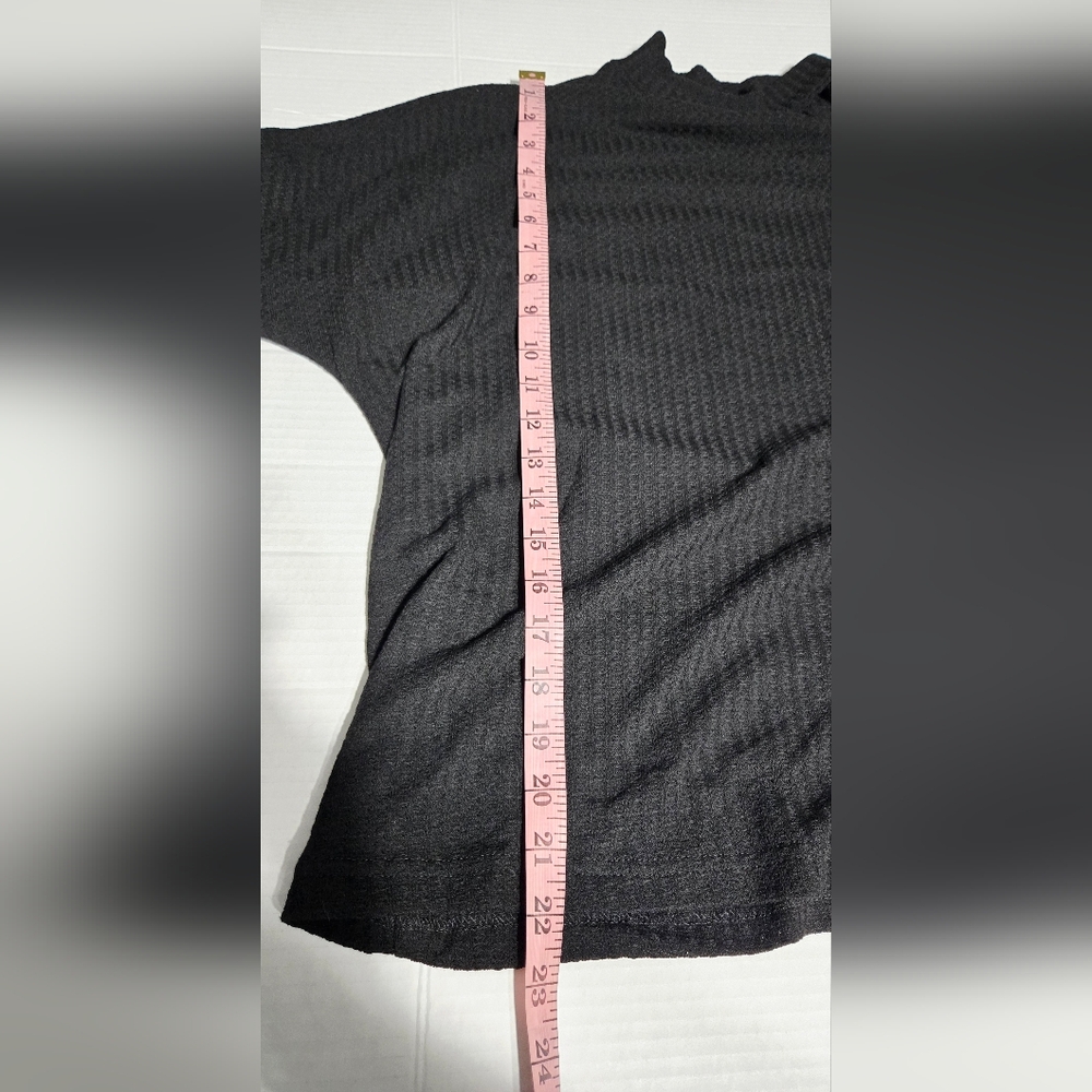 Casual Long Sleeve Cold Shoulder Loose Fit Knit Cutout Sweater Black XL - Picture 6 of 6